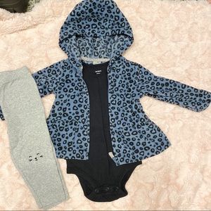 Carter's Leopard Fleece Jacket & Pant Outfit / Set